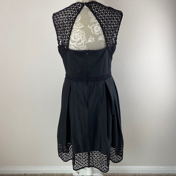 Calvin Klein Black Crochet Detail Dress 12 Knee Length Large - Picture 5 of 8